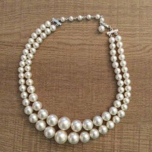 Necklace double strand faux pearl 14 inches and 16 inches